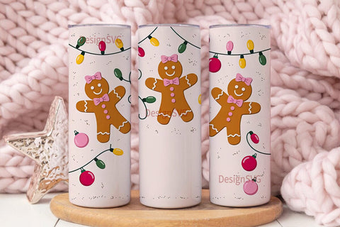 Pink Gingerbread Christmas 20oz Tumbler Sublimation DesignSVG 