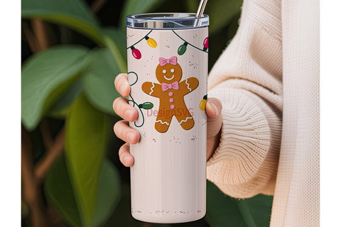 Pink Gingerbread Christmas 20oz Tumbler Sublimation DesignSVG 