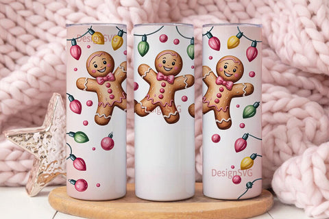 Pink Gingerbread Christmas 20oz Tumbler Sublimation DesignSVG 