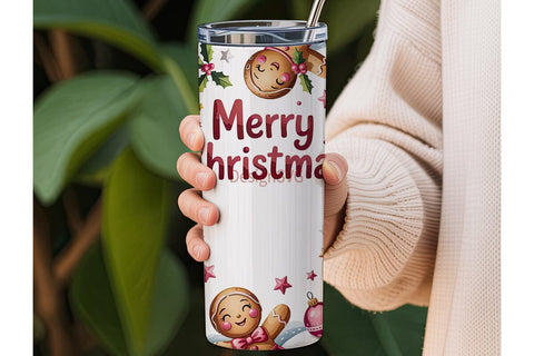 Pink Gingerbread Christmas 20oz Tumbler Sublimation DesignSVG 