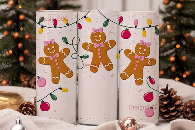 Pink Gingerbread Christmas 20oz Tumbler Sublimation DesignSVG 