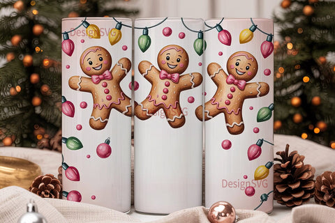 Pink Gingerbread Christmas 20oz Tumbler Sublimation DesignSVG 
