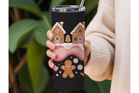 Pink Gingerbread Christmas 20oz Tumbler Sublimation DesignSVG 