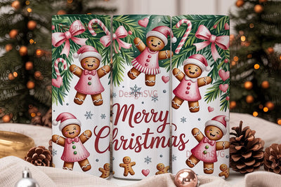 Pink Gingerbread Christmas 20oz Tumbler Sublimation DesignSVG 
