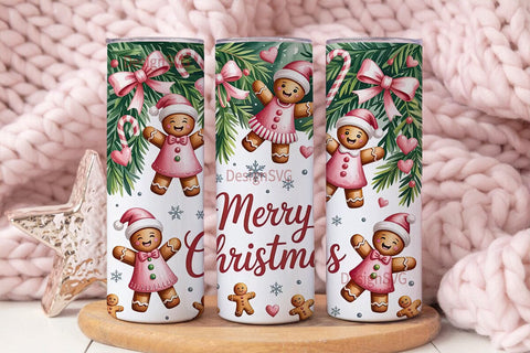 Pink Gingerbread Christmas 20oz Tumbler Sublimation DesignSVG 
