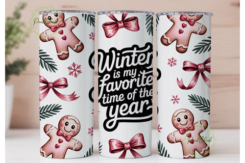 Pink Gingerbread Christmas 20oz Tumbler Sublimation PixelChick 