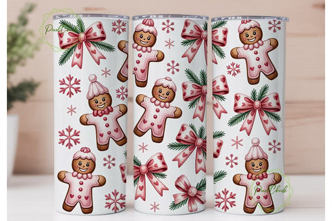 Pink Gingerbread Christmas 20oz Tumbler Sublimation PixelChick 
