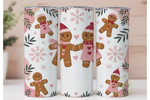 Pink Gingerbread Christmas 20oz Tumbler Sublimation PixelChick 