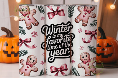 Pink Gingerbread Christmas 20oz Tumbler Sublimation PixelChick 