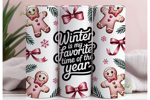 Pink Gingerbread Christmas 20oz Tumbler Sublimation PixelChick 