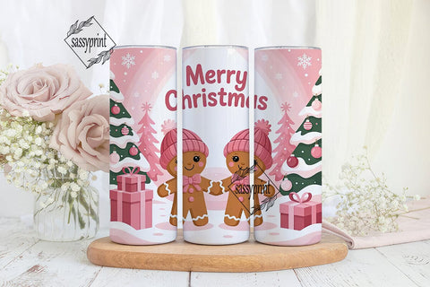 Pink Gingerbread Christmas 20oz Tumbler Sublimation sassyprint 