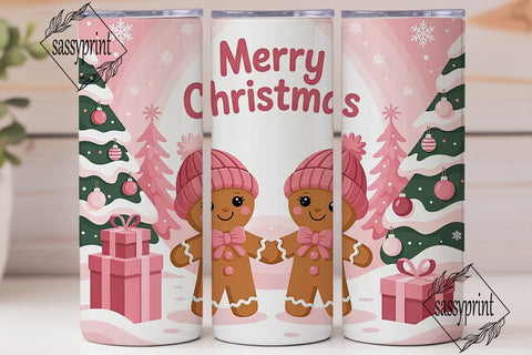 Pink Gingerbread Christmas 20oz Tumbler Sublimation sassyprint 