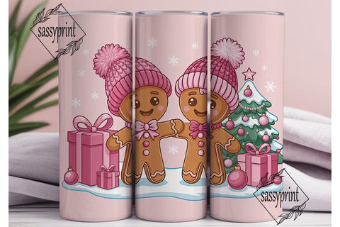 Pink Gingerbread Christmas 20oz Tumbler Sublimation sassyprint 