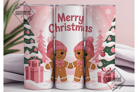 Pink Gingerbread Christmas 20oz Tumbler Sublimation sassyprint 