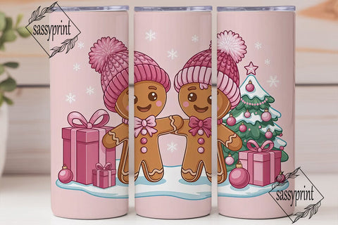 Pink Gingerbread Christmas 20oz Tumbler Sublimation sassyprint 