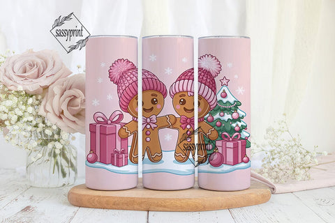 Pink Gingerbread Christmas 20oz Tumbler Sublimation sassyprint 