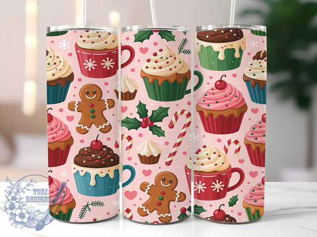 Pink Gingerbread Christmas Tumbler, Christmas Holiday Wrap, 20oz Tumbler Sublimation, Cute Pink Winter Design, Festive Gingerbread Sublimation, Sweet Christmas Tumbler, Cozy Holiday Wrap Sublimation ToriDesigns 