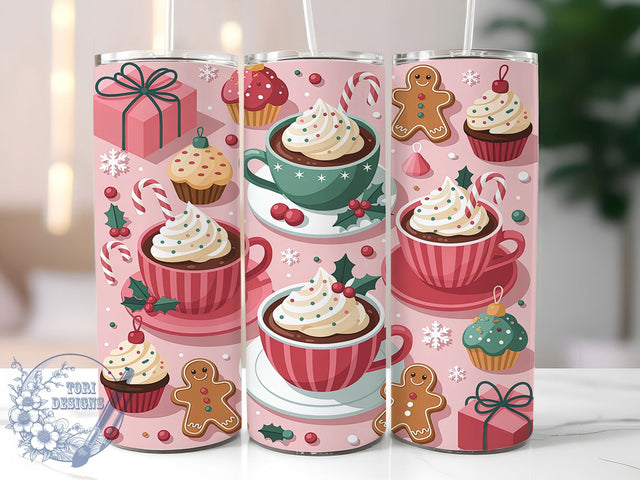 Pink Gingerbread Christmas Tumbler, Christmas Holiday Wrap, 20oz Tumbler Sublimation, Cute Pink Winter Design, Festive Gingerbread Sublimation, Sweet Christmas Tumbler, Cozy Holiday Wrap Sublimation ToriDesigns 