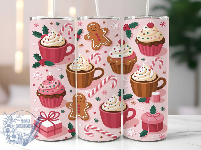 Pink Gingerbread Christmas Tumbler, Christmas Holiday Wrap, 20oz Tumbler Sublimation, Cute Pink Winter Design, Festive Gingerbread Sublimation, Sweet Christmas Tumbler, Cozy Holiday Wrap Sublimation ToriDesigns 