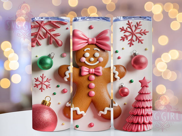 Pink Gingerbread Christmas Tumbler, Gingerbread Wrap, 20oz Tumbler Sublimation, Cute Holiday Cookie Design, Pastel Christmas Sublimation, Sweet Festive Tumbler, Candy Cane Wrap Sublimation SvggirlplusArt 