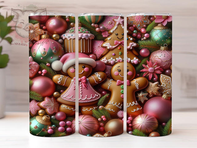 Pink Gingerbread Christmas Tumbler, Pink Christmas Wrap, Holiday Mug Design, Sublimation Wrap, Festive Drinkware, Cute Christmas Gift, Winter Cup Sublimation Lara' s Designs 