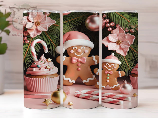 Pink Gingerbread Christmas Tumbler, Pink Christmas Wrap, Holiday Mug Design, Sublimation Wrap, Festive Drinkware, Cute Christmas Gift, Winter Cup Sublimation Lara' s Designs 