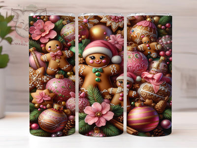 Pink Gingerbread Christmas Tumbler, Pink Christmas Wrap, Holiday Mug Design, Sublimation Wrap, Festive Drinkware, Cute Christmas Gift, Winter Cup Sublimation Lara' s Designs 