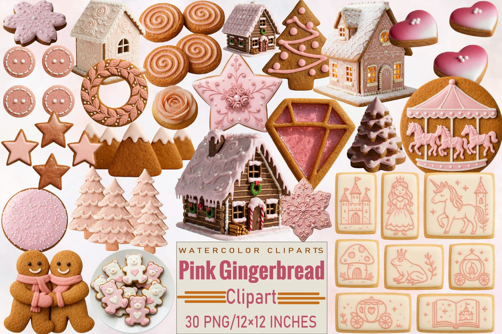 Pink Gingerbread Clipart Sublimation - So Fontsy