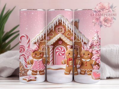 Pink Gingerbread Friends 20oz Tumbler, Pink Gingerbread, Gingerbread PNG, Pink Xmas Tumbler, Cute Gingerbread, Holiday Tumbler Sub, Pink Christmas Sub, Winter Coffee Cup Sublimation Li Zamperini 
