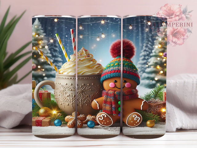 Pink Gingerbread Holiday Tumbler, Holiday Gingerbread Sublimation Design, Festive Cup Art, 20oz Xmas Tumbler, Whimsical Gingerbread Mug, Stylish Christmas Cup, Cozy Holiday Wrap Sublimation Li Zamperini 