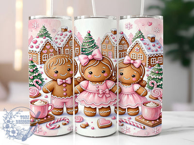Pink Gingerbread Kids 20oz Tumbler, Pink Gingerbread, Gingerbread Kids, Pink Gingerbread PNG, Gingerbread Kids PNG, Pink Kids Tumbler, Gingerbread Tumbler, 20oz Tumbler Wrap Sublimation ToriDesigns 
