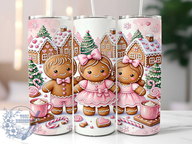 Pink Gingerbread Kids 20oz Tumbler, Pink Gingerbread, Gingerbread Kids, Pink Gingerbread PNG, Gingerbread Kids PNG, Pink Kids Tumbler, Gingerbread Tumbler, 20oz Tumbler Wrap Sublimation ToriDesigns 