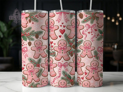 Pink Gingerbread Pattern 20oz Tumbler, Pink Gingerbread, Gingerbread Pattern, Pink Gingerbread PNG, Gingerbread Tumbler, Pink Pattern PNG, Gingerbread PNG, 20oz Tumbler Wrap Sublimation SvggirlplusArt 
