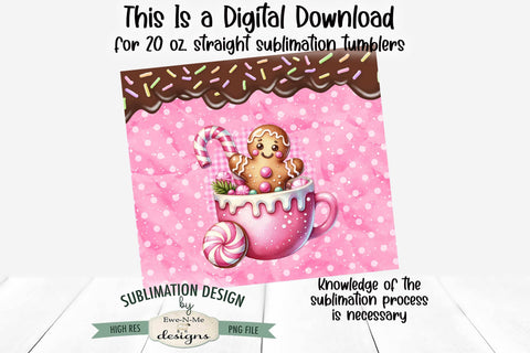 Pink Gingerbread with Chocolate Drip Seamless 20 oz Sublimation Tumbler Design Sublimation Ewe-N-Me Designs 