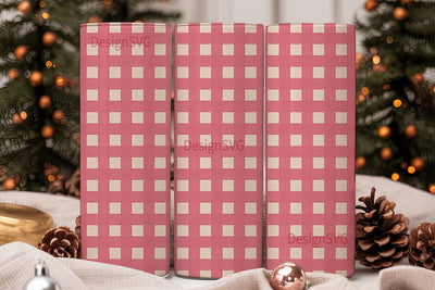 Pink Gingham 20oz Tumbler Wrap Sublimation DesignSVG 