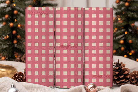 Pink Gingham 20oz Tumbler Wrap Sublimation DesignSVG 