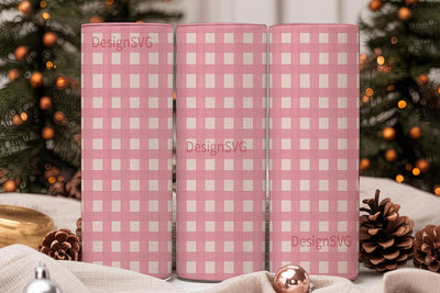 Pink Gingham 20oz Tumbler Wrap Sublimation DesignSVG 