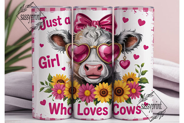 Pink Gingham Cow 20oz Tumbler Wrap Sublimation sassyprint 