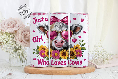 Pink Gingham Cow 20oz Tumbler Wrap Sublimation sassyprint 