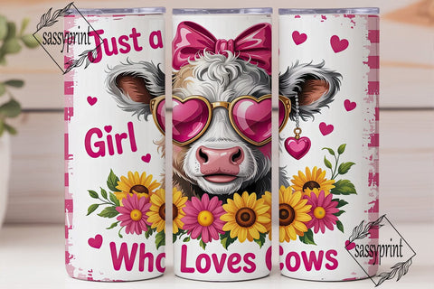 Pink Gingham Cow 20oz Tumbler Wrap Sublimation sassyprint 