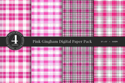 Pink Gingham Digital Paper Pack Sublimation BijouBay 