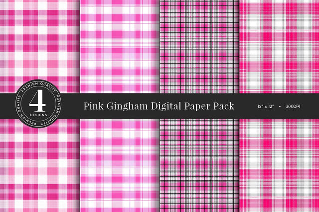 Pink Gingham Digital Paper Pack Sublimation BijouBay 