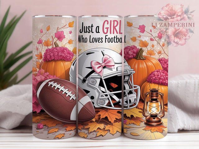 Pink Girly Football Era Tumbler Wrap, Just A Girl Who Loves Football, Girly Football Tumbler, Game Day Tumbler Wrap, 20oz Skinny Tumbler, In My Football Era, Football Tumbler For Her Sublimation Li Zamperini 