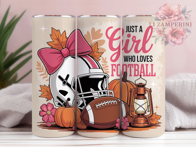 Pink Girly Football Era Tumbler Wrap, Just A Girl Who Loves Football, Girly Football Tumbler, Game Day Tumbler Wrap, 20oz Skinny Tumbler, In My Football Era, Football Tumbler For Her Sublimation Li Zamperini 
