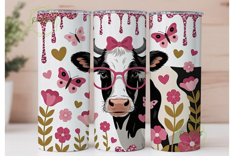 Pink Glam Cow 20oz Tumbler Wrap Sublimation PixelChick 