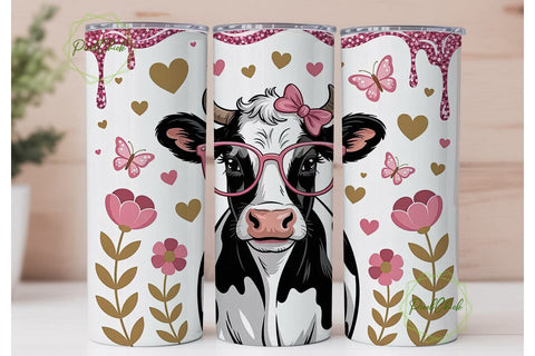 Pink Glam Cow 20oz Tumbler Wrap Sublimation PixelChick 
