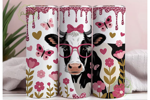 Pink Glam Cow 20oz Tumbler Wrap Sublimation PixelChick 