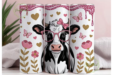 Pink Glam Cow 20oz Tumbler Wrap Sublimation PixelChick 