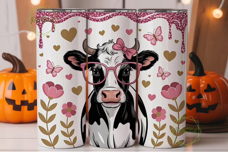 Pink Glam Cow 20oz Tumbler Wrap Sublimation PixelChick 