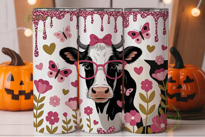Pink Glam Cow 20oz Tumbler Wrap Sublimation PixelChick 